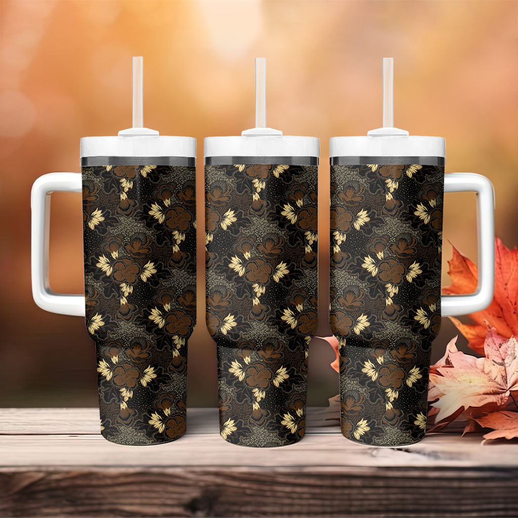 Javanese Batik Semen Tumbler With Handle Indonesian Traditional Pattern LT01 - Polynesian Pride