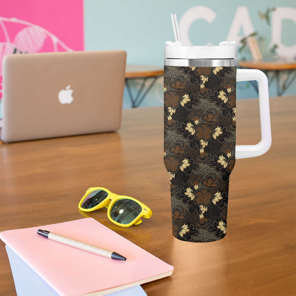 Javanese Batik Semen Tumbler With Handle Indonesian Traditional Pattern LT01 - Polynesian Pride