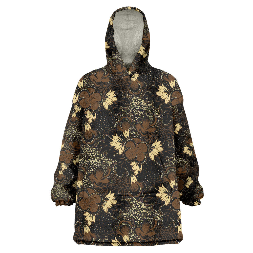 Javanese Batik Semen Wearable Blanket Hoodie Indonesian Traditional Pattern LT01 One Size Black - Polynesian Pride