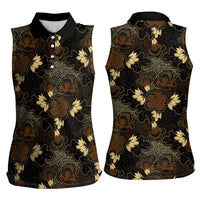 Javanese Batik Semen Women Sleeveless Polo Shirt Indonesian Traditional Pattern