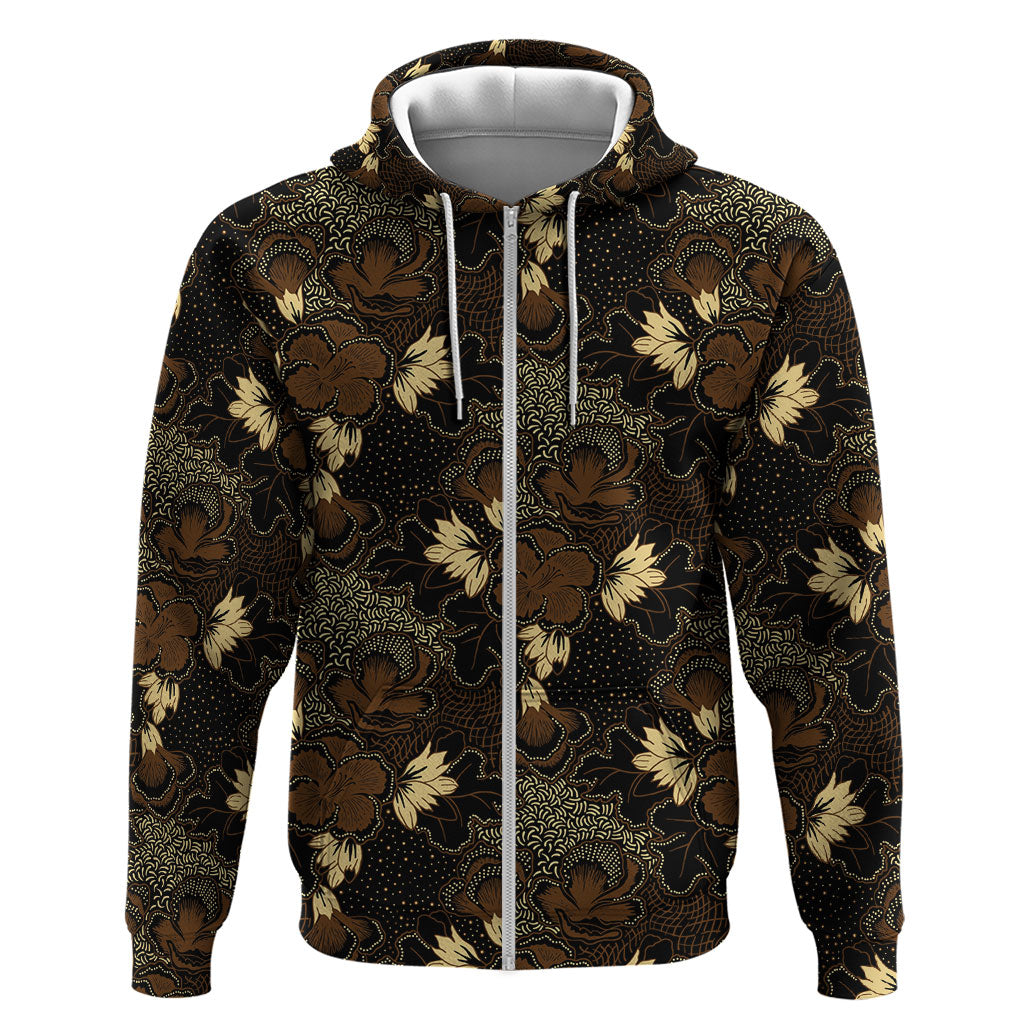Javanese Batik Semen Zip Hoodie Indonesian Traditional Pattern LT01 Zip Hoodie Black - Polynesian Pride