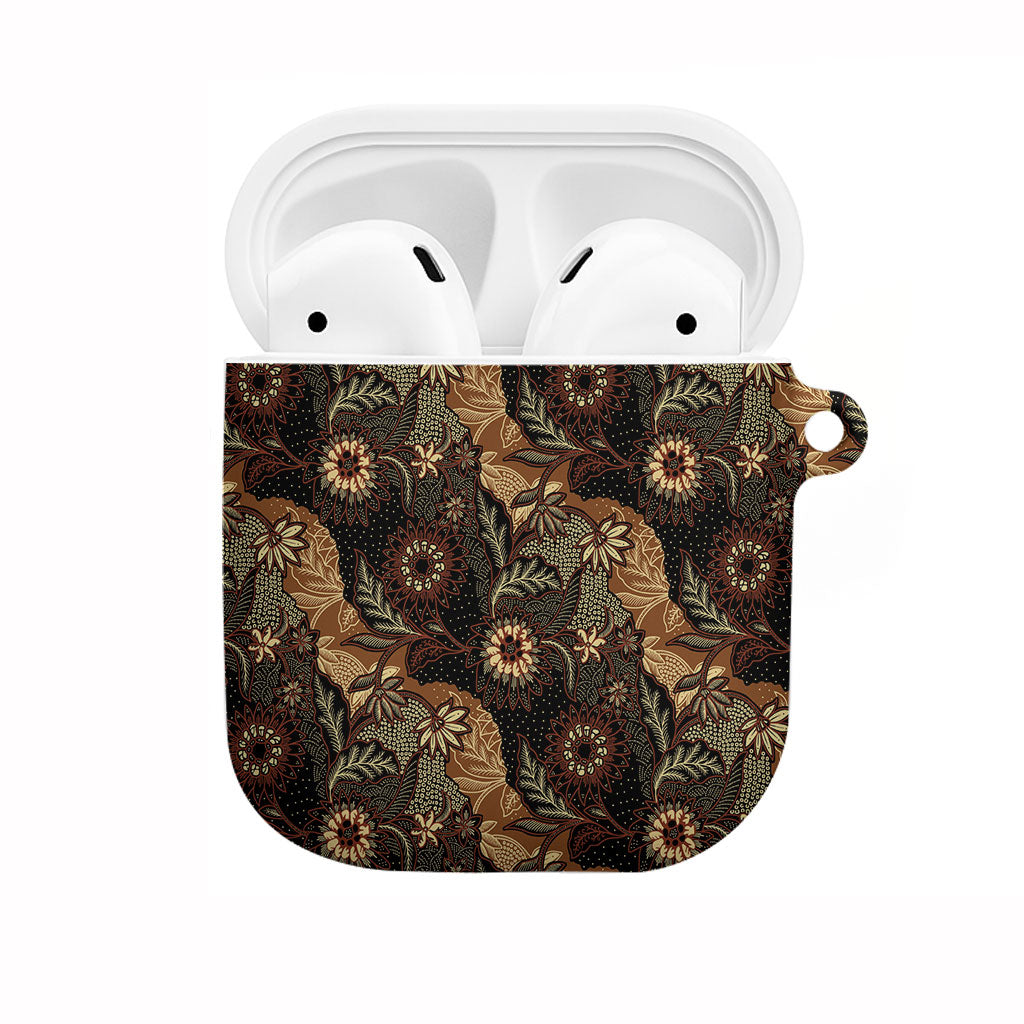 Batik Pedalaman Semen Lereng Style AirPods Case Indonesian Traditional Pattern LT01 Black - Polynesian Pride