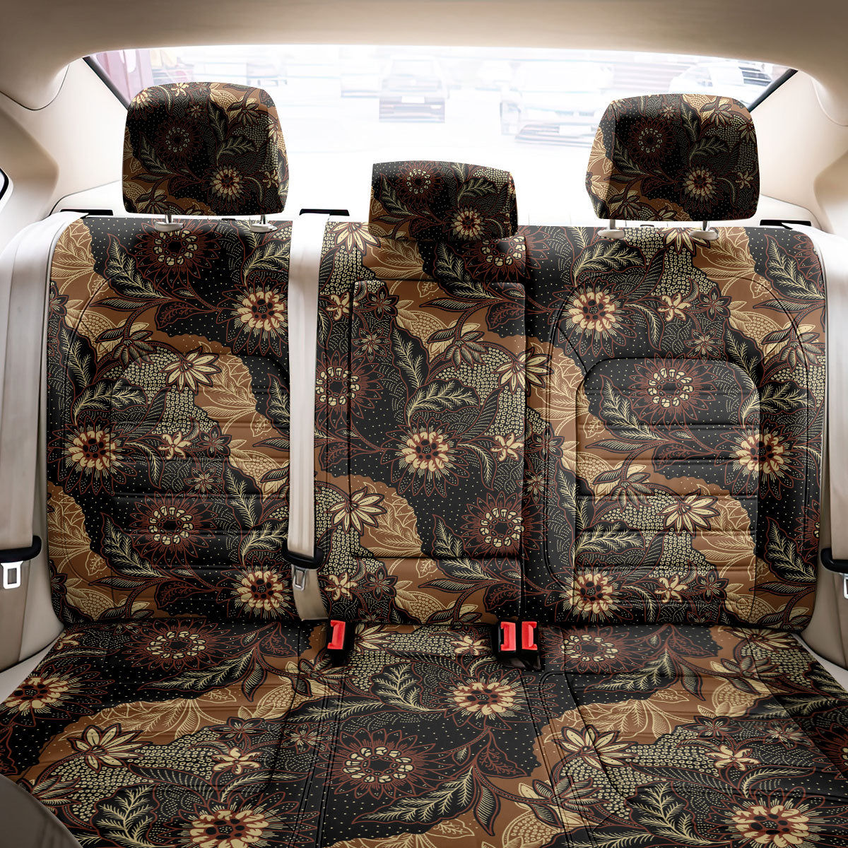 Batik Pedalaman Semen Lereng Style Back Car Seat Cover Indonesian Traditional Pattern