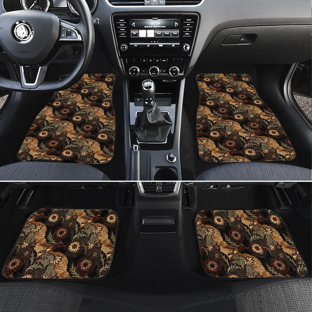 Batik Pedalaman Semen Lereng Style Car Mats Indonesian Traditional Pattern LT01 Set 4pcs Black - Polynesian Pride