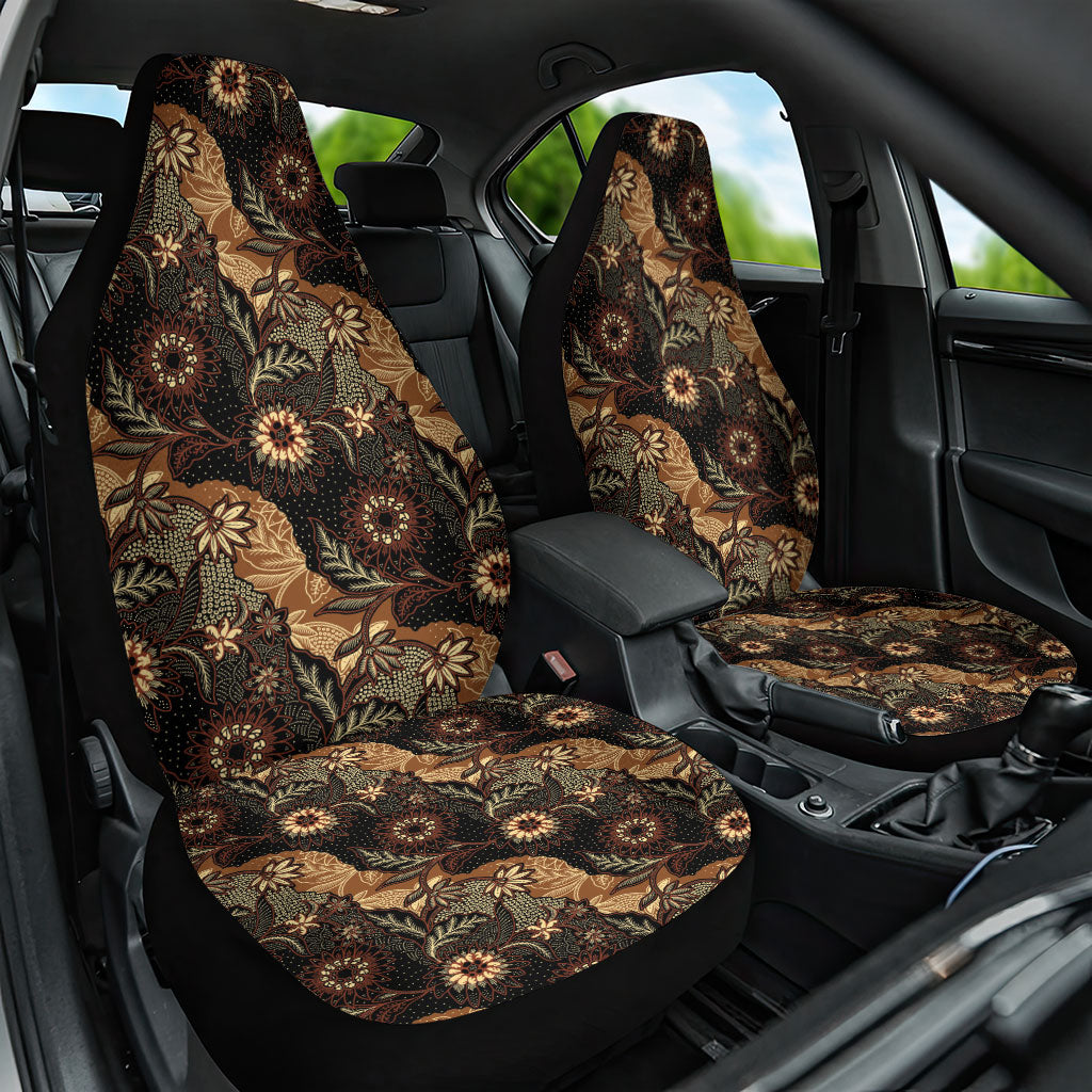 Batik Pedalaman Semen Lereng Style Car Seat Cover Indonesian Traditional Pattern LT01 One Size Black - Polynesian Pride