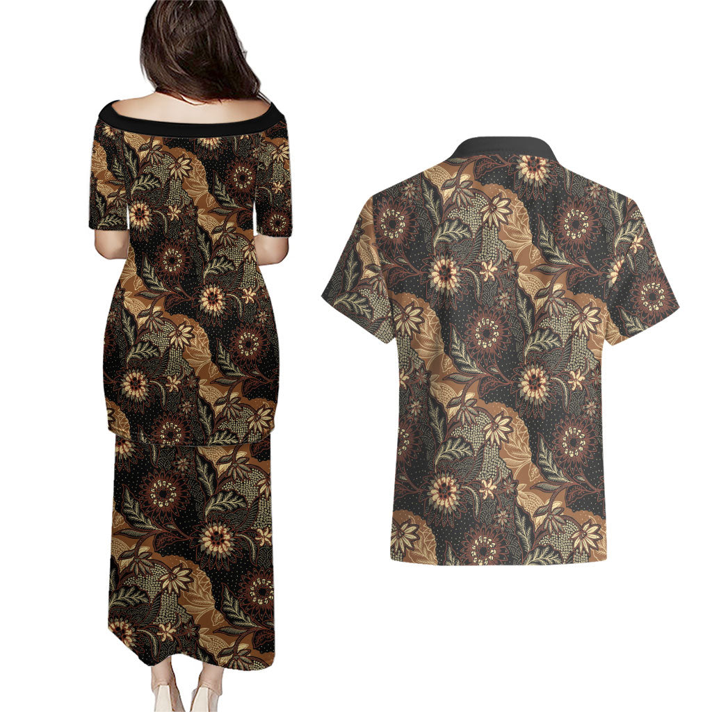 Batik Pedalaman Semen Lereng Style Couples Matching Puletasi and Hawaiian Shirt Indonesian Traditional Pattern