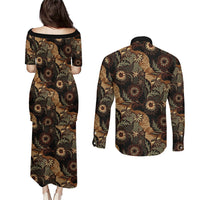 Batik Pedalaman Semen Lereng Style Couples Matching Puletasi and Long Sleeve Button Shirt Indonesian Traditional Pattern