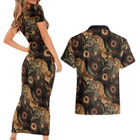 Batik Pedalaman Semen Lereng Style Couples Matching Short Sleeve Bodycon Dress and Hawaiian Shirt Indonesian Traditional Pattern LT01 - Polynesian Pride