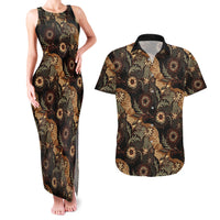 Batik Pedalaman Semen Lereng Style Couples Matching Tank Maxi Dress and Hawaiian Shirt Indonesian Traditional Pattern LT01 Black - Polynesian Pride