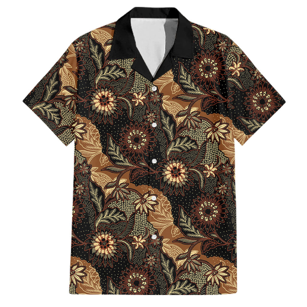Batik Pedalaman Semen Lereng Style Family Matching Mermaid Dress and Hawaiian Shirt Indonesian Traditional Pattern LT01 Dad's Shirt - Short Sleeve Black - Polynesian Pride