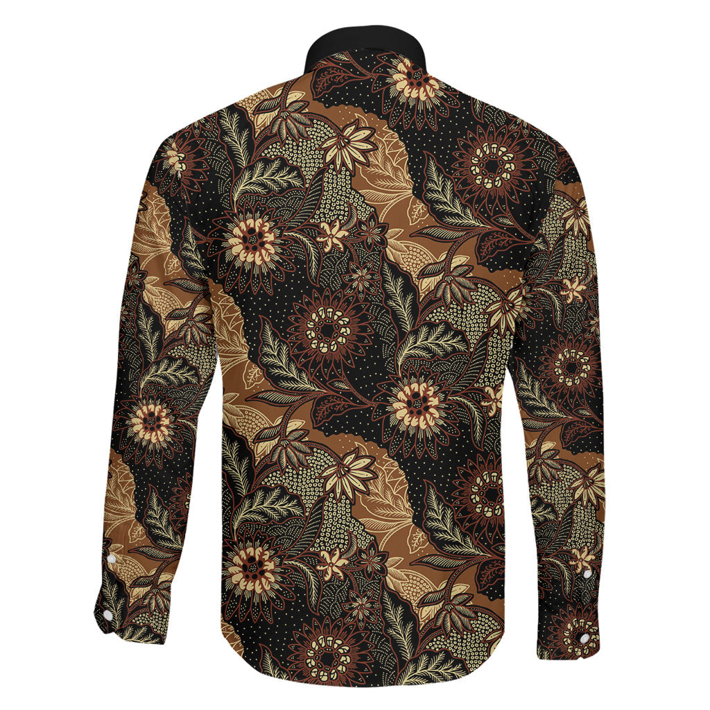 Batik Pedalaman Semen Lereng Style Family Matching Off The Shoulder Long Sleeve Dress and Hawaiian Shirt Indonesian Traditional Pattern LT01 - Polynesian Pride