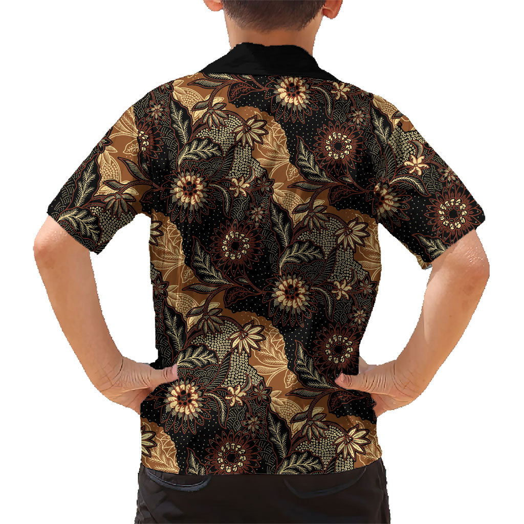 Batik Pedalaman Semen Lereng Style Family Matching Off Shoulder Maxi Dress and Hawaiian Shirt Indonesian Traditional Pattern LT01 - Polynesian Pride