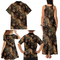 Batik Pedalaman Semen Lereng Style Family Matching Tank Maxi Dress and Hawaiian Shirt Indonesian Traditional Pattern LT01 - Polynesian Pride