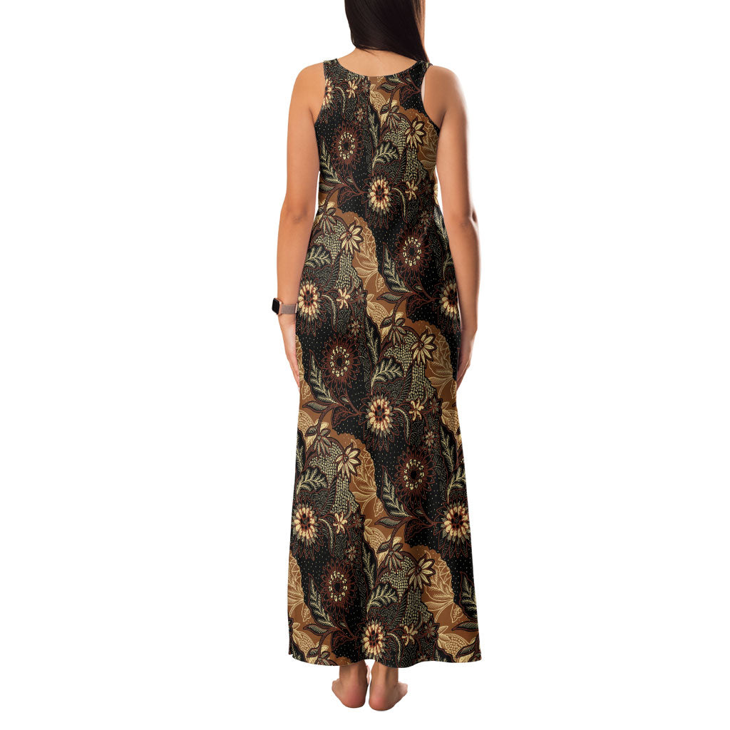 Batik Pedalaman Semen Lereng Style Family Matching Tank Maxi Dress and Hawaiian Shirt Indonesian Traditional Pattern LT01 - Polynesian Pride