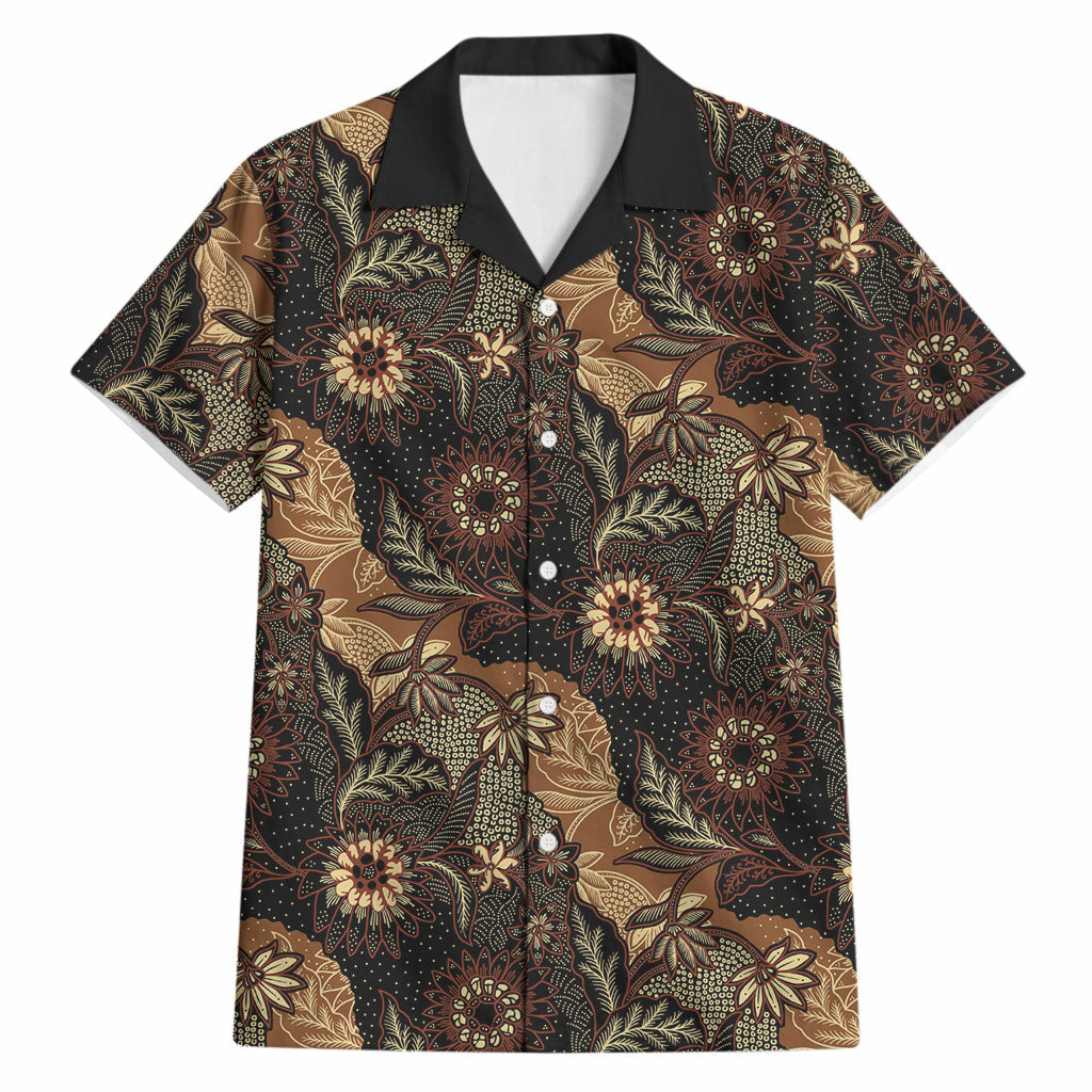 Batik Pedalaman Semen Lereng Style Hawaiian Shirt Indonesian Traditional Pattern LT01 Black - Polynesian Pride