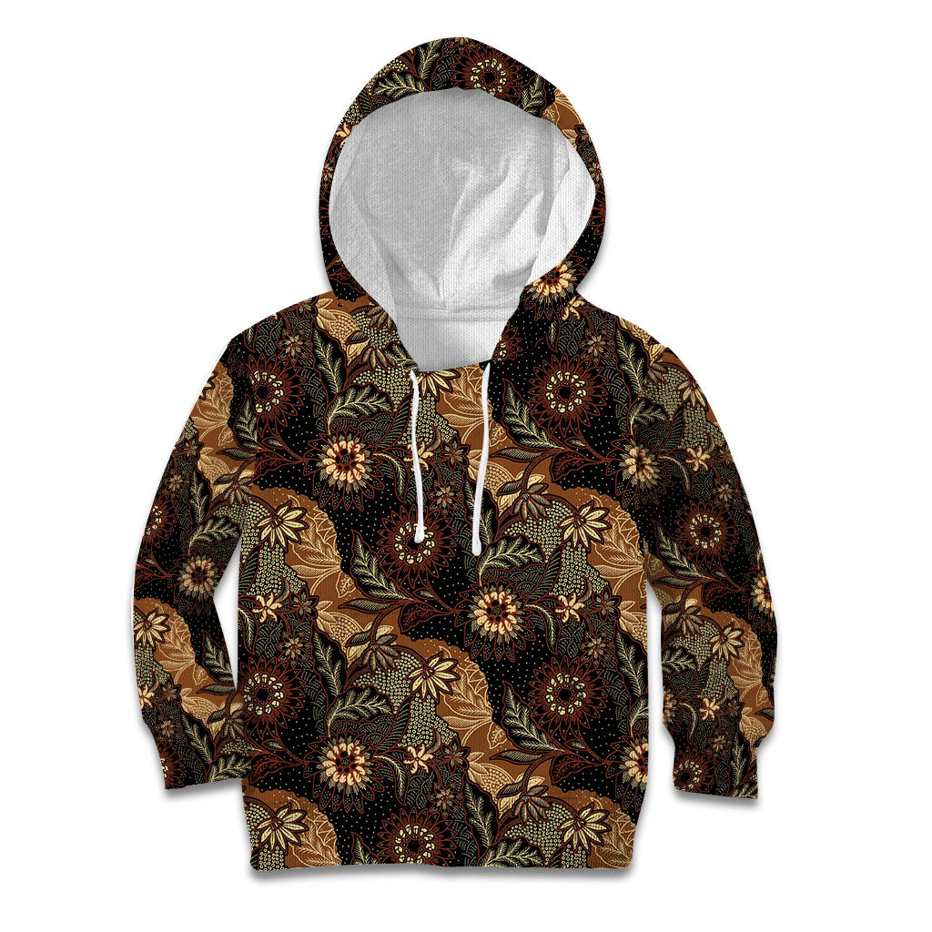 Batik Pedalaman Semen Lereng Style Kid Hoodie Indonesian Traditional Pattern LT01 Hoodie Black - Polynesian Pride