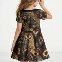 Batik Pedalaman Semen Lereng Style Kid Short Sleeve Dress Indonesian Traditional Pattern LT01 - Polynesian Pride