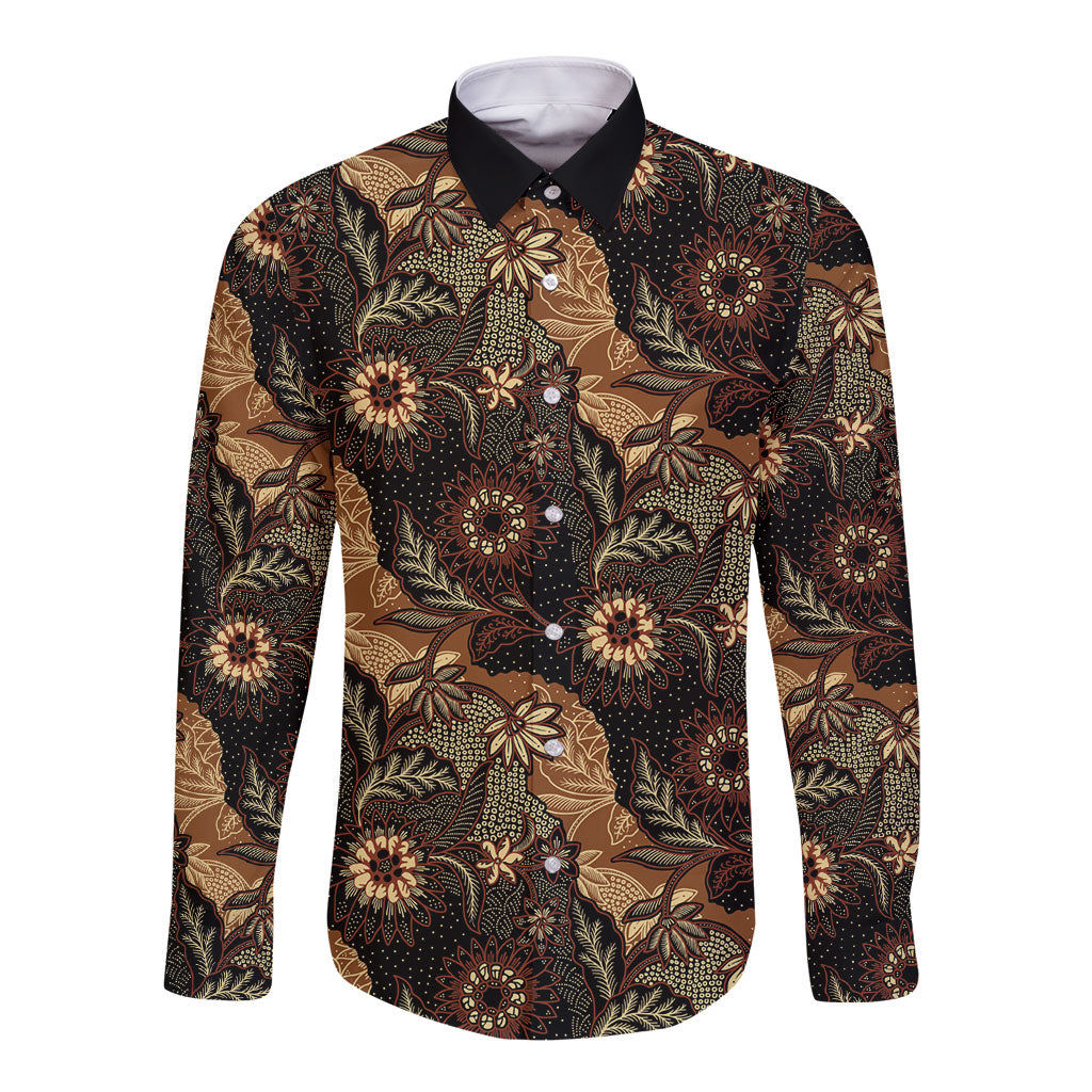 Batik Pedalaman Semen Lereng Style Long Sleeve Button Shirt Indonesian Traditional Pattern