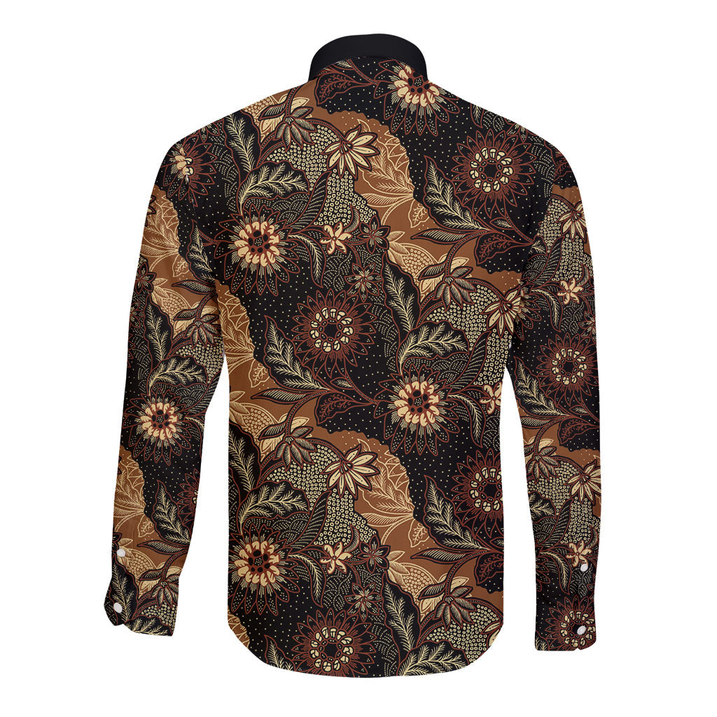 Batik Pedalaman Semen Lereng Style Long Sleeve Button Shirt Indonesian Traditional Pattern