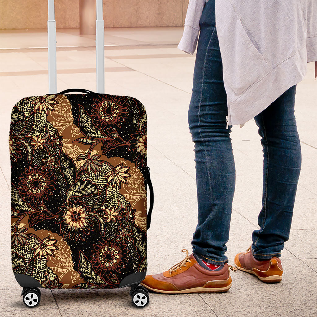Batik Pedalaman Semen Lereng Style Luggage Cover Indonesian Traditional Pattern LT01 Black - Polynesian Pride