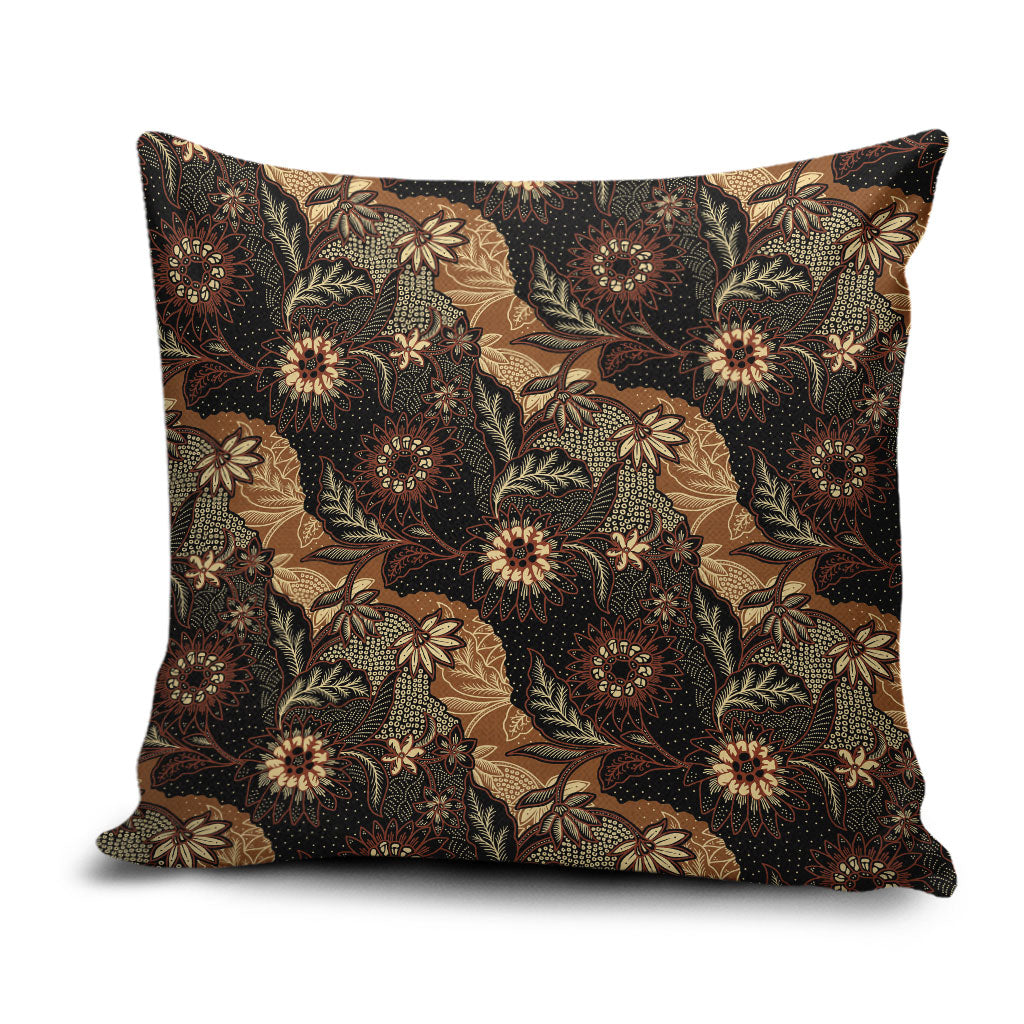 Batik Pedalaman Semen Lereng Style Pillow Cover Indonesian Traditional Pattern LT01 Black - Polynesian Pride