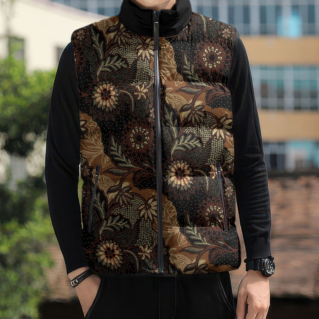 Batik Pedalaman Semen Lereng Style Sleeveless Puffer Jacket Indonesian Traditional Pattern