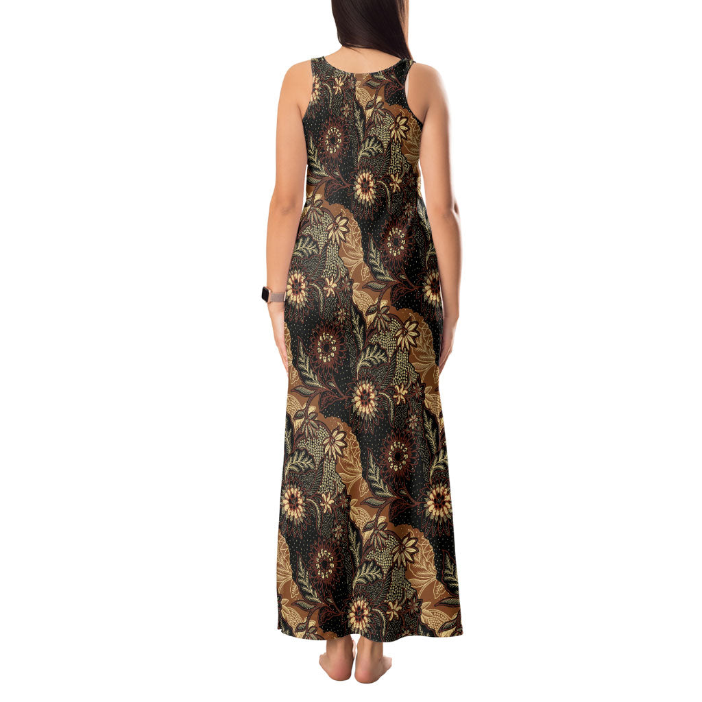Batik Pedalaman Semen Lereng Style Tank Maxi Dress Indonesian Traditional Pattern