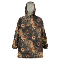 Batik Pedalaman Semen Lereng Style Wearable Blanket Hoodie Indonesian Traditional Pattern LT01 One Size Black - Polynesian Pride
