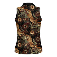 Batik Pedalaman Semen Lereng Style Women Sleeveless Polo Shirt Indonesian Traditional Pattern LT01 - Polynesian Pride