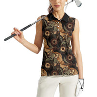 Batik Pedalaman Semen Lereng Style Women Sleeveless Polo Shirt Indonesian Traditional Pattern LT01 - Polynesian Pride