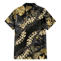 Gold Tropical Leaves Hawaii Mikioi Lei Family Matching Mermaid Dress and Hawaiian Shirt Luxury Stylized LT01 - Polynesian Pride
