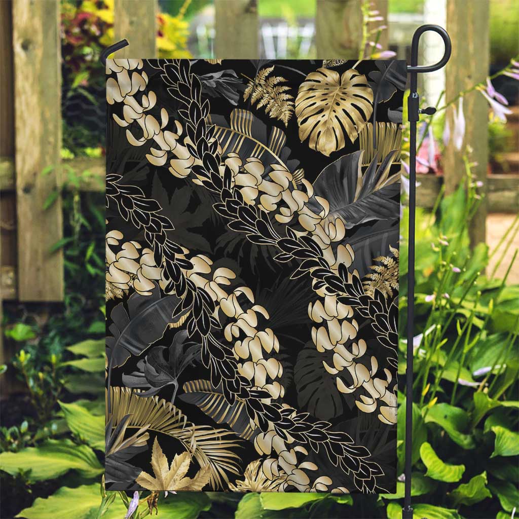 Gold Tropical Leaves Hawaii Mikioi Lei Garden Flag Luxury Stylized - Polynesian Pride