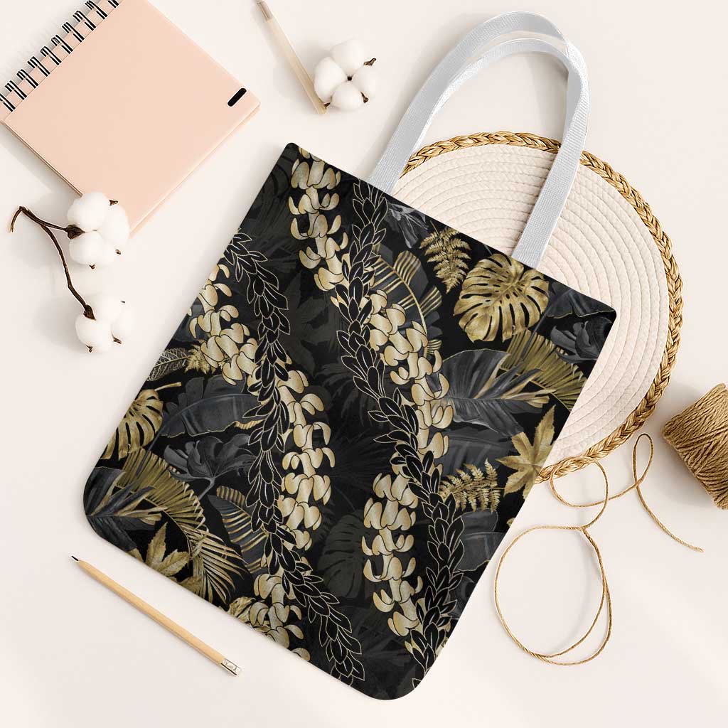 Gold Tropical Leaves Hawaii Mikioi Lei Tote Bag Luxury Stylized - Polynesian Pride