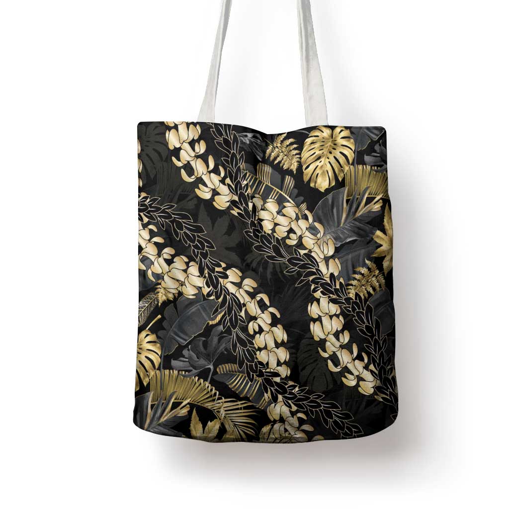 Gold Tropical Leaves Hawaii Mikioi Lei Tote Bag Luxury Stylized - Polynesian Pride