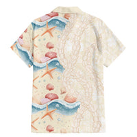 Beige Hawaii Lei Seashells Starfish Family Matching Mermaid Dress and Hawaiian Shirt Sandy Sylized LT01 - Polynesian Pride