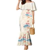 Beige Hawaii Lei Seashells Starfish Family Matching Mermaid Dress and Hawaiian Shirt Sandy Sylized LT01 Mom's Dress Beige - Polynesian Pride