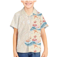 Beige Hawaii Lei Seashells Starfish Family Matching Mermaid Dress and Hawaiian Shirt Sandy Sylized LT01 Son's Shirt Beige - Polynesian Pride