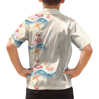 Beige Hawaii Lei Seashells Starfish Family Matching Short Sleeve Bodycon Dress and Hawaiian Shirt Sandy Sylized LT01 - Polynesian Pride