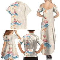 Beige Hawaii Lei Seashells Starfish Family Matching Summer Maxi Dress and Hawaiian Shirt Sandy Sylized LT01 - Polynesian Pride