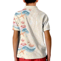 Beige Hawaii Lei Seashells Starfish Kid Polo Shirt Sandy Sylized LT01 - Polynesian Pride