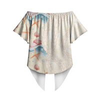 Beige Hawaii Lei Seashells Starfish Off Shoulder Wrap Waist Top Sandy Sylized LT01 - Polynesian Pride