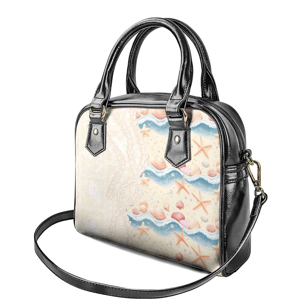 Beige Hawaii Lei Seashells Starfish Shoulder Handbag Sandy Sylized - Polynesian Pride