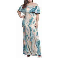 Hawaii Lei Seashells Starfish Family Matching Off Shoulder Maxi Dress and Hawaiian Shirt Fresh Summer Vibe LT01 Mom's Dress Blue - Polynesian Pride