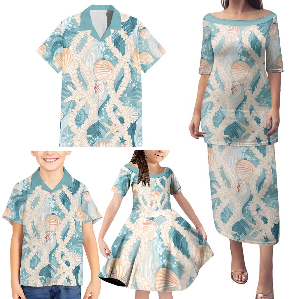 Hawaii Lei Seashells Starfish Family Matching Puletasi and Hawaiian Shirt Fresh Summer Vibe LT01 - Polynesian Pride
