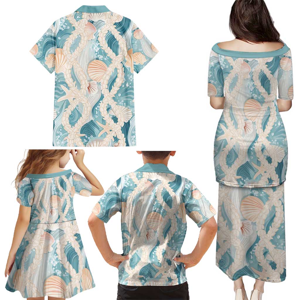 Hawaii Lei Seashells Starfish Family Matching Puletasi and Hawaiian Shirt Fresh Summer Vibe LT01 - Polynesian Pride