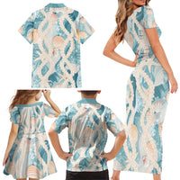 Hawaii Lei Seashells Starfish Family Matching Short Sleeve Bodycon Dress and Hawaiian Shirt Fresh Summer Vibe LT01 - Polynesian Pride