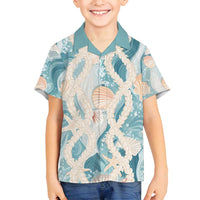 Hawaii Lei Seashells Starfish Family Matching Summer Maxi Dress and Hawaiian Shirt Fresh Summer Vibe LT01 Son's Shirt Blue - Polynesian Pride