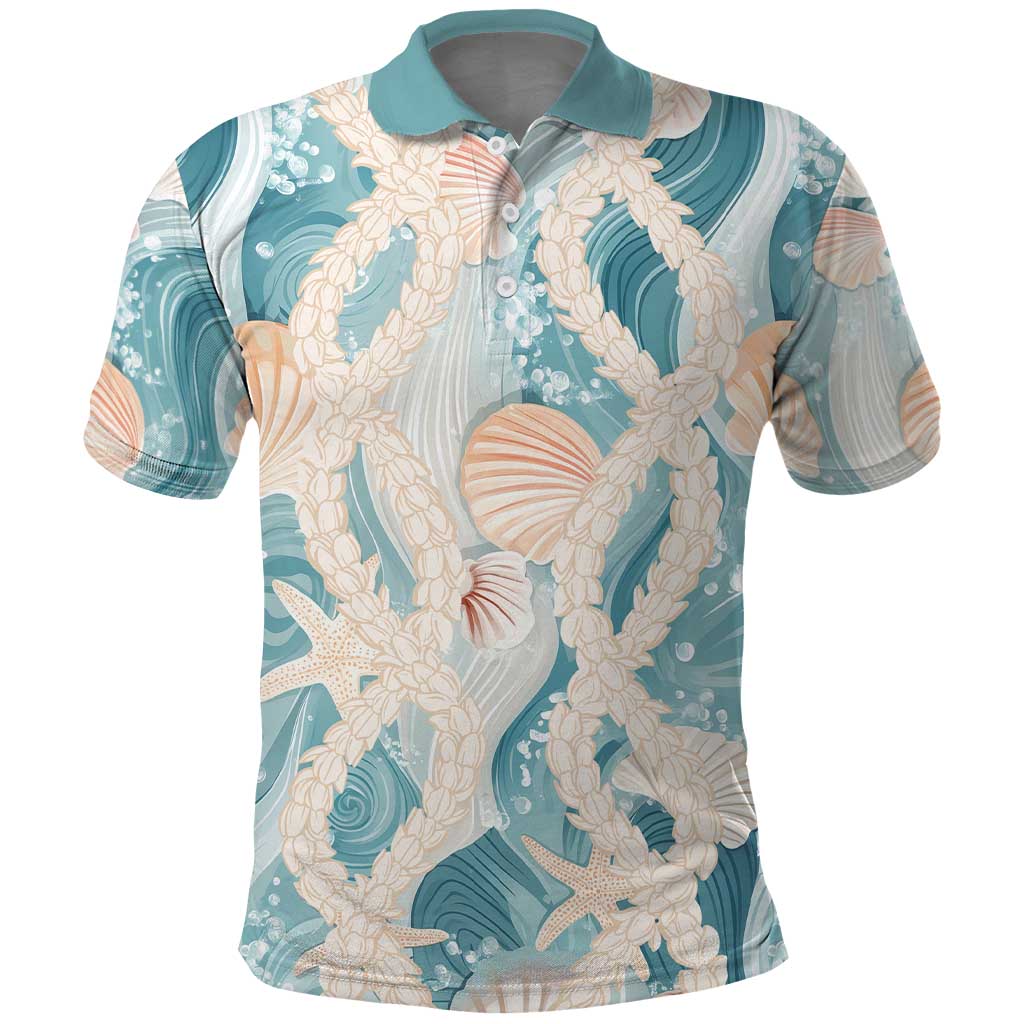 Hawaii Lei Seashells Starfish Polo Shirt Fresh Summer Vibe LT01 Blue - Polynesian Pride