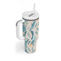 Hawaii Lei Seashells Starfish Tumbler With Handle Fresh Summer Vibe LT01 - Polynesian Pride