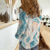 Hawaii Lei Seashells Starfish Women Casual Shirt Fresh Summer Vibe - Polynesian Pride